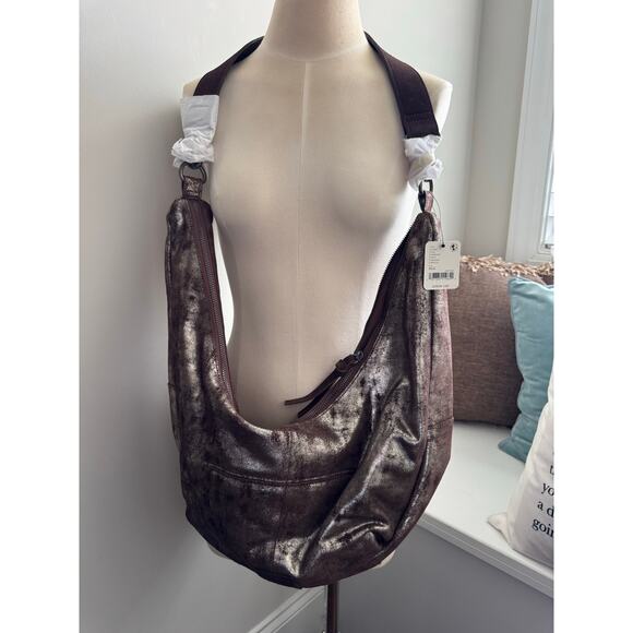 Free People We The Free Sparta Sling Bag Crossbody Pyrite Brown Metallic NWT - Picture 1 of 5